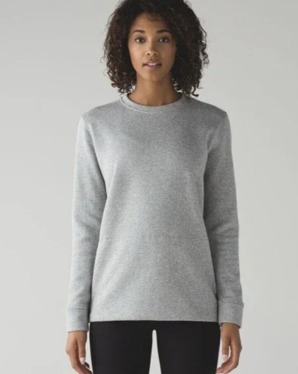 LULULEMON Yes Fleece Crewneck Side Zips Pocket Sweatshirt Sweater Gray 10